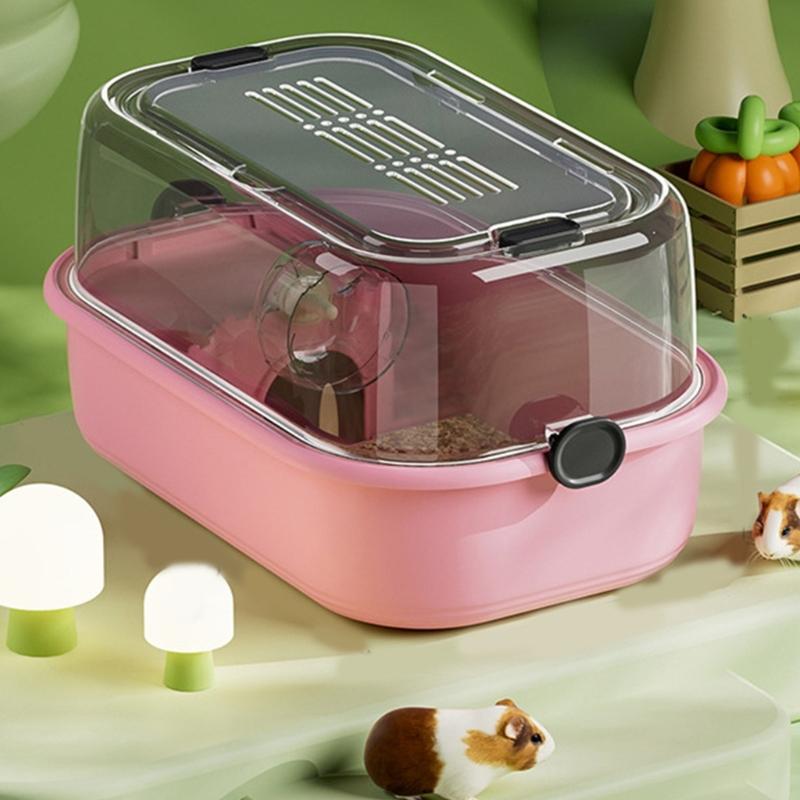 Large Space Hamsters Cage with Ventilated Lid Clear Pet Cage Indoor Resting Sleep Villa for Chinchillas Guineapigs