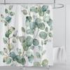 Watercolor Leaves On The Top Plant With Floral Bathroom Greenery Leaf Decoration Watercolor Botanical Shower Curtain With Hooks