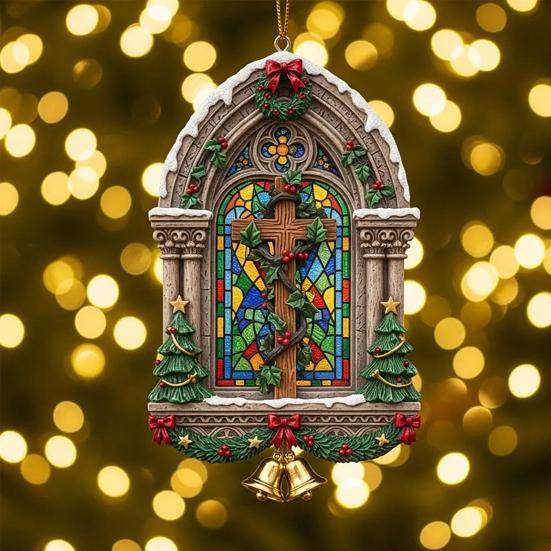 Christmas Jesus Ornaments Religious Acrylic Xmas Tree Hanging Ornaments Christian Keepsake Gift for Home Garden Wall Decor