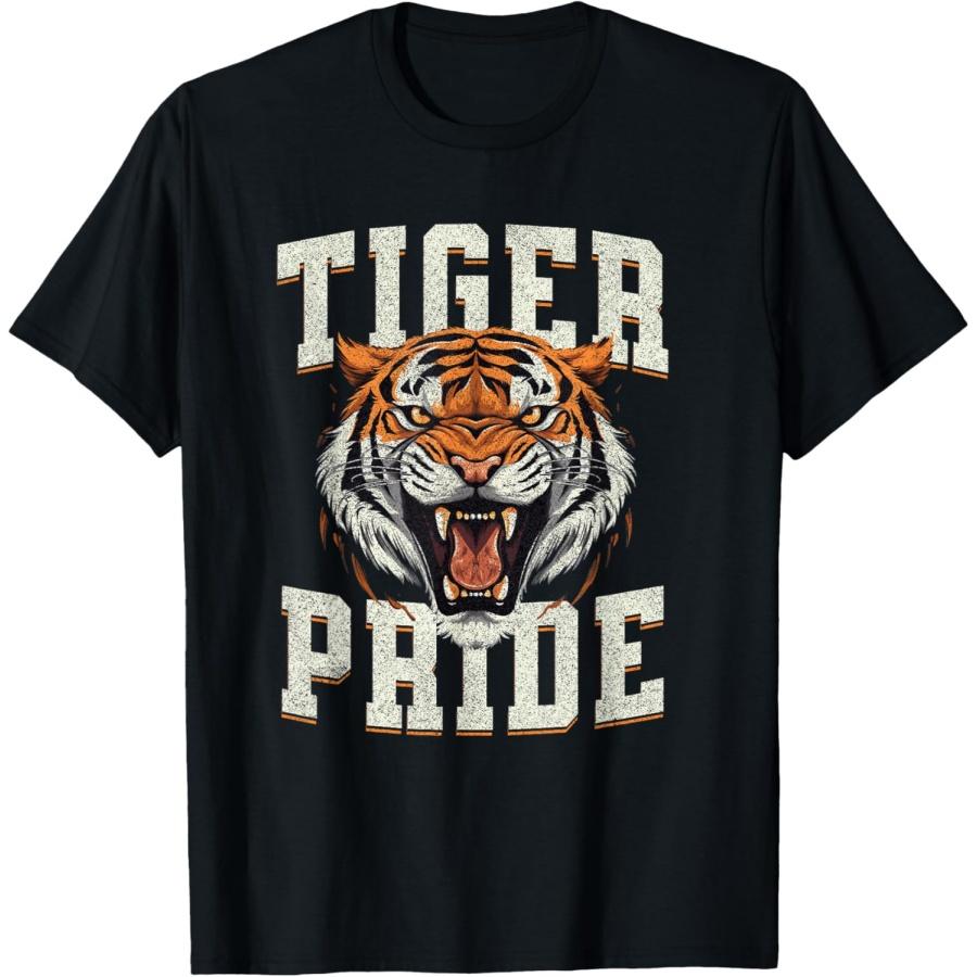 Футболка с талисманом тигра  Tiger Pride  в винтажном стиле для школьной спортивной команды XXXXXL чёрный