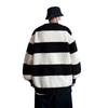 Men's Autumn/Winter Warm Striped Round Neck Sweater - Casual Contrast Color Style