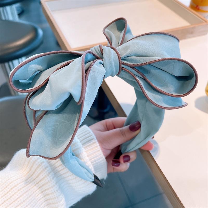 Multi Layered Big Bow Knot Headbands for Women Daily Party Headpiece Solid Crepe Cloth Adult Shopping Holiday Hairbands