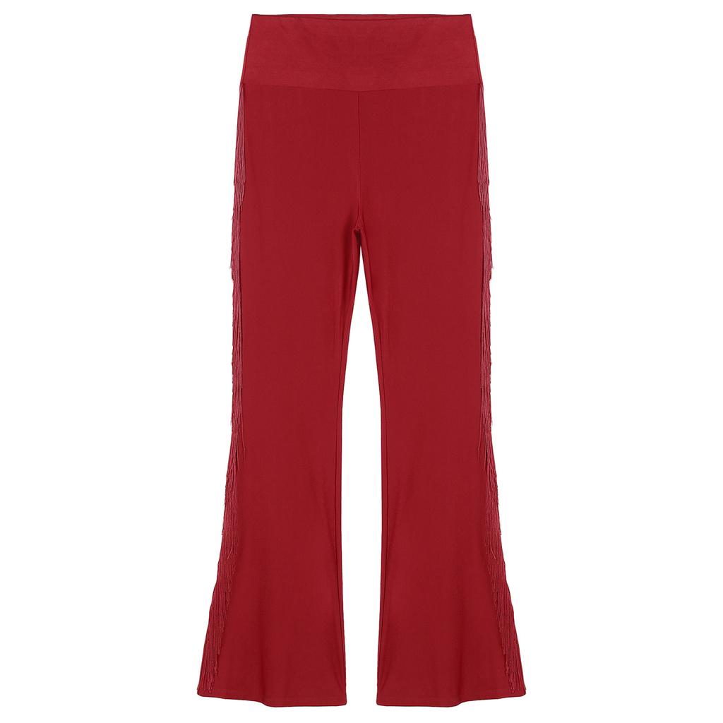 Men’s Retro Tassel Flared Pants M-XXL High Waist Bell Bottom Trousers for Stage Performance Dance Theme Party