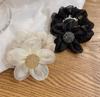 Korean Light Luxury Rhinestone Sunflower Mesh Scrunchie - Organza Elastic Hair Accessory for Women