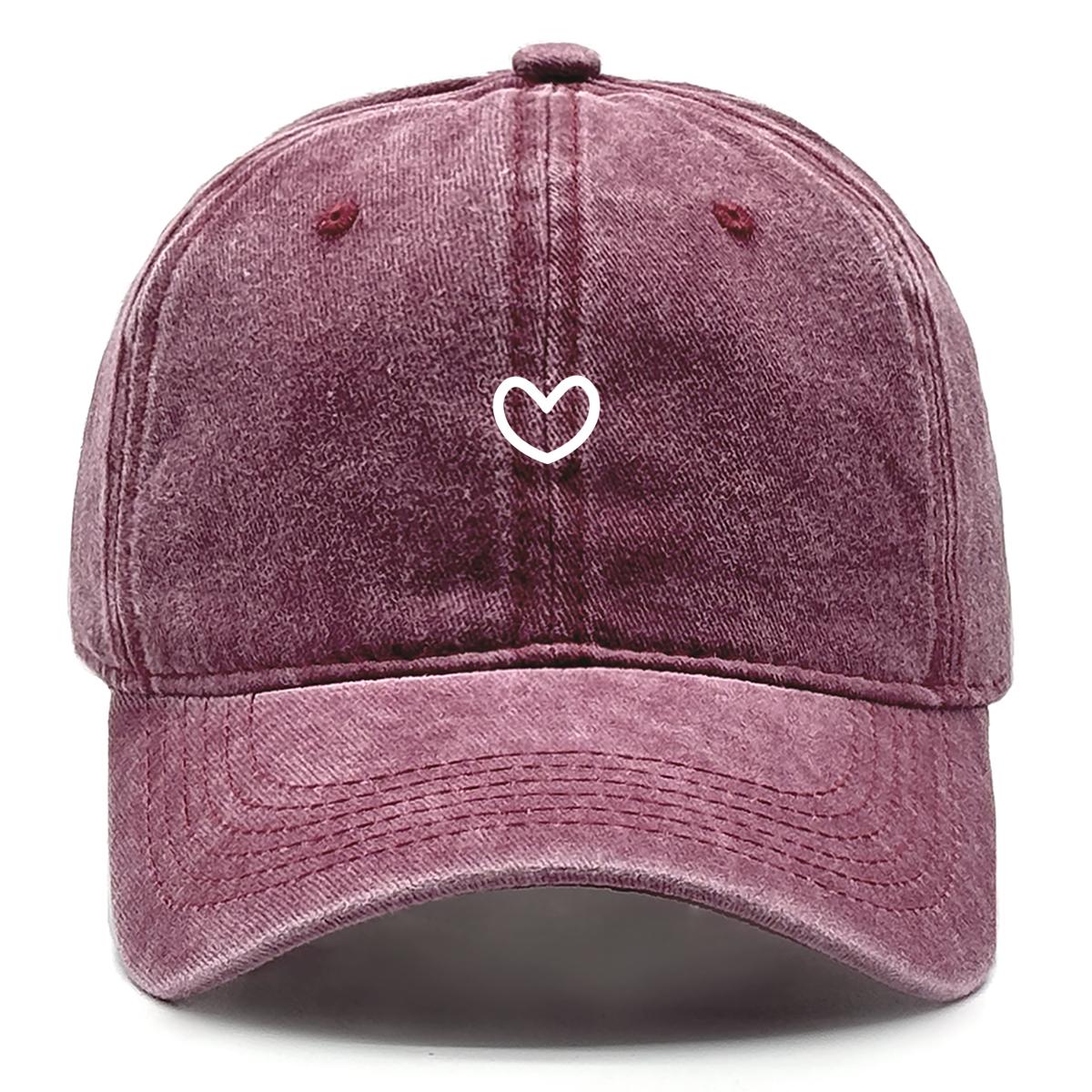 

Little Heart Print Snapback Sun Hat Washed Retro Man Cap Adjustable Baseball Cap Perfect For Daily Wear One Size Fits All