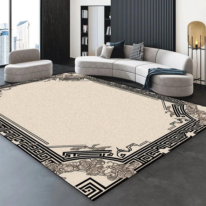 Luxury Black Golden Carpet for Living Room European Home Decoration Easy Clean Large Rugs Bedroom Cloakroom Non-slip Floor Mats