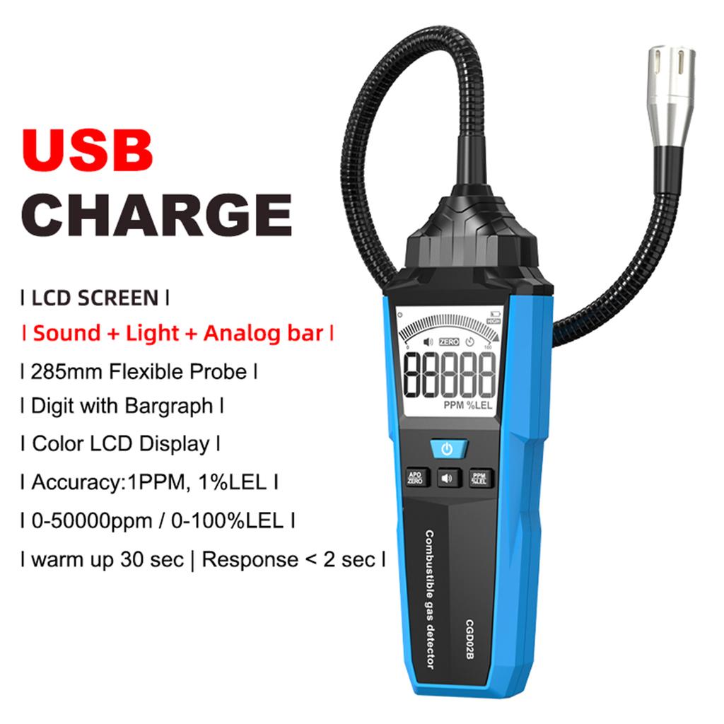 Portable Combustible Natural Gas Leak Location Determine Meter Tester Analyzer Accurate Detection with Sound Light Alarm