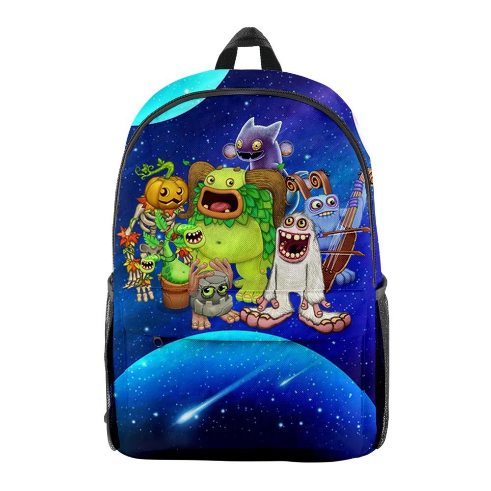 Luxusní Novinka Cool my singing monsters Školní taška Batohy na notebooky 3D Tisk Oxford Voděodolné Cestovní batohy pro chlapce/dívky