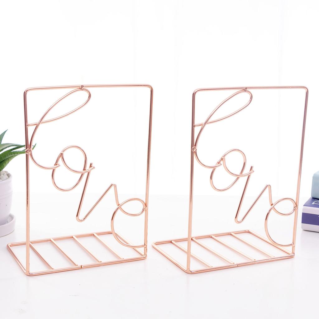 1 Pair Iron Love Shaped Book Stand Study Accessories Book Storage Rack Holder Bookends For Office Home School Organizer Supplies