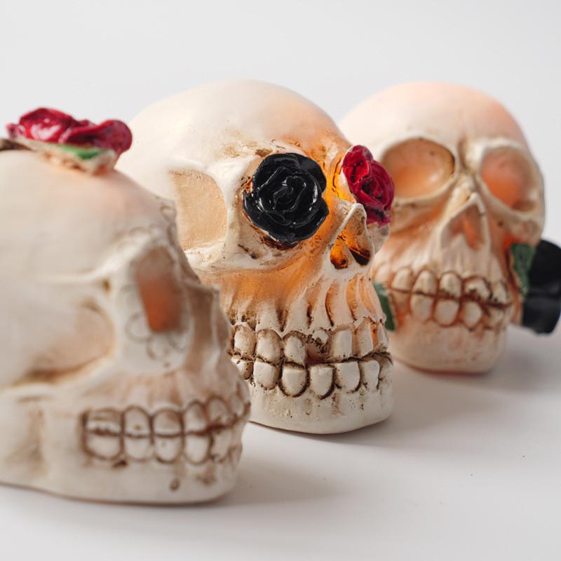 Halloween Rose Skull Model Ornament Small Night Light For Decoration Room