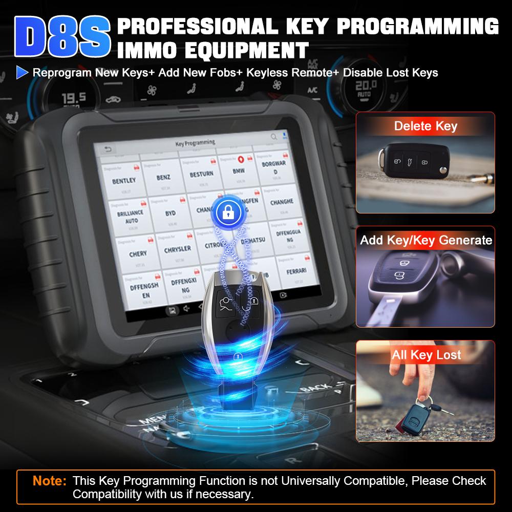 EU Stock XTOOL D8S EU Ver. All in One Car Programming Tool Car Diagnostic Machine Automotive Locksmith Tool Full System Scanner