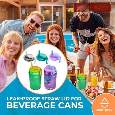 Soda Can Lids Silicone Straws Can Covers For Soda Bpa-free Reusable Jar Cap Accessory Standard Beverage Cans for Picnics