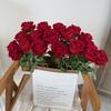Rose Flower for Flower Arrangement Realistic Long Stem Fake Silk Rose