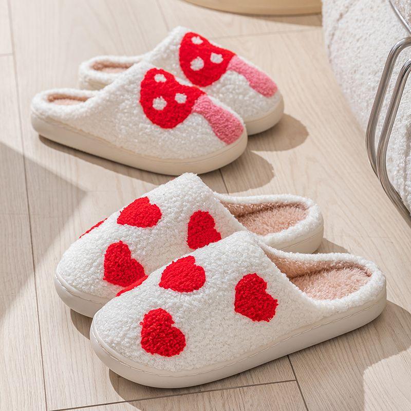 Winter cute cartoon cotton slippers thickened warm indoor home non-slip couple fluffy slippers
