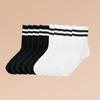 5/10Pairs Striped Crew Socks Comfy & Breathable Mid Tube Socks  Women's Stockings & Hosiery