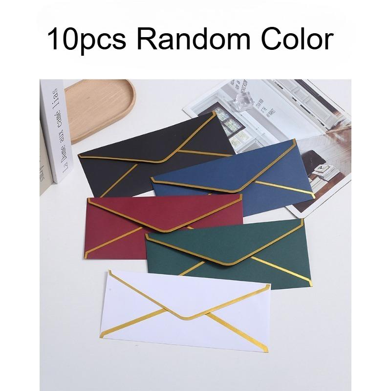 10pcs Luxury Golden Foil Sealed Envelopes Kit - Self-Sealing Wedding Invitations, Thank You Cards, Corporate Event