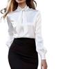 European and American Autumn Lace-Up Satin Long-Sleeve Women's Shirt