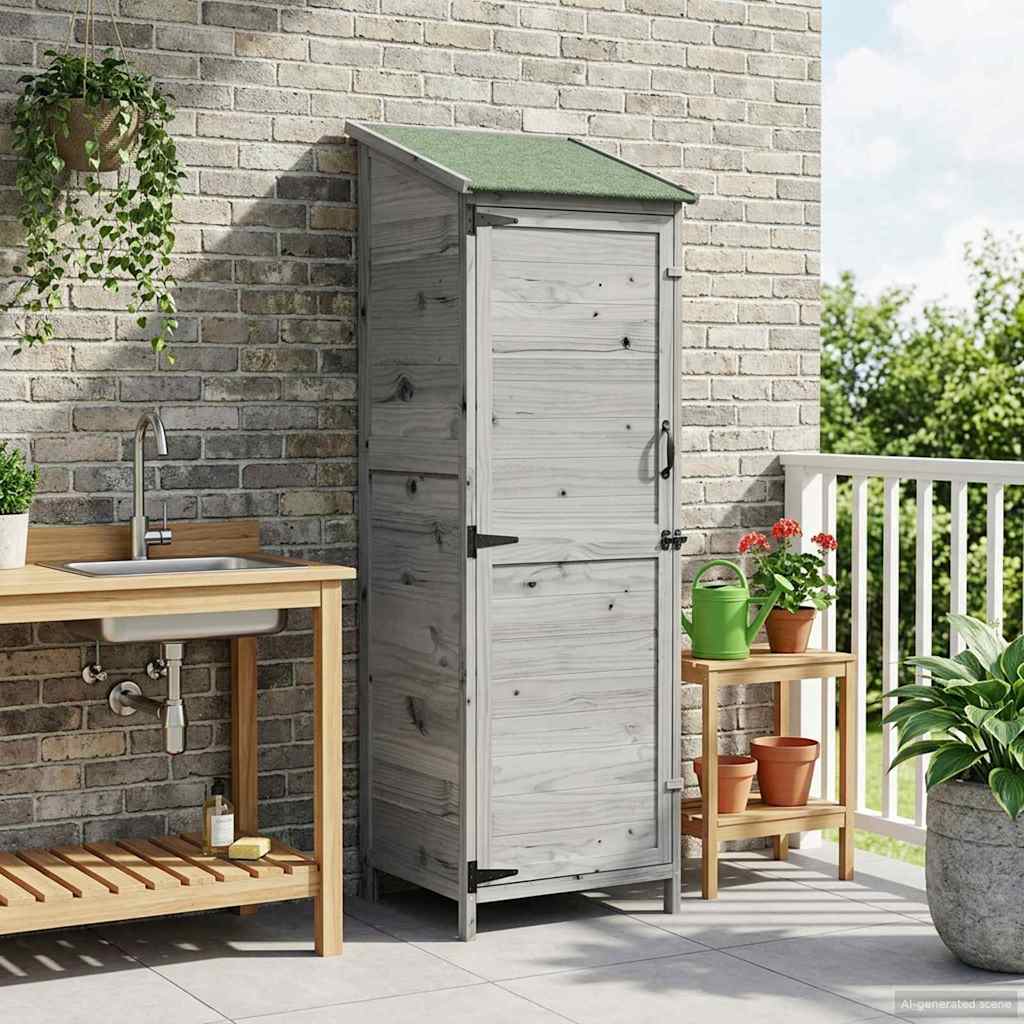 Garden Shed Gray 59.5 x 56 x 176.5 cm Solid Spruce Wood