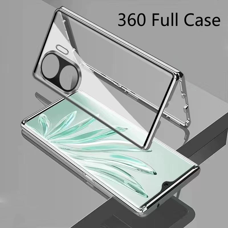 360 Full Case For Huawei Nova 12 SE Case Double Sided Magnetic Adsorption Metal Tempering Glass Protect Cover Nova 11SE Bumper