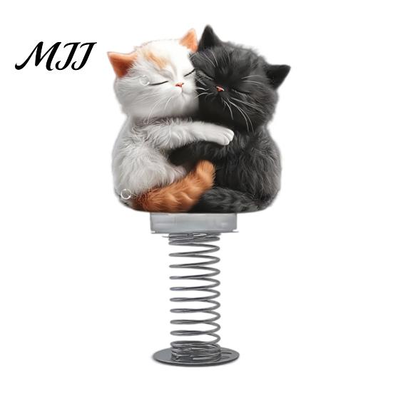 Miniature Cat Dashboard Ornaments Cute Car Decorations with Spring Swing Design, 2D Flat Acrylic Kitten Non Marking Adhesive Decor Ornaments,