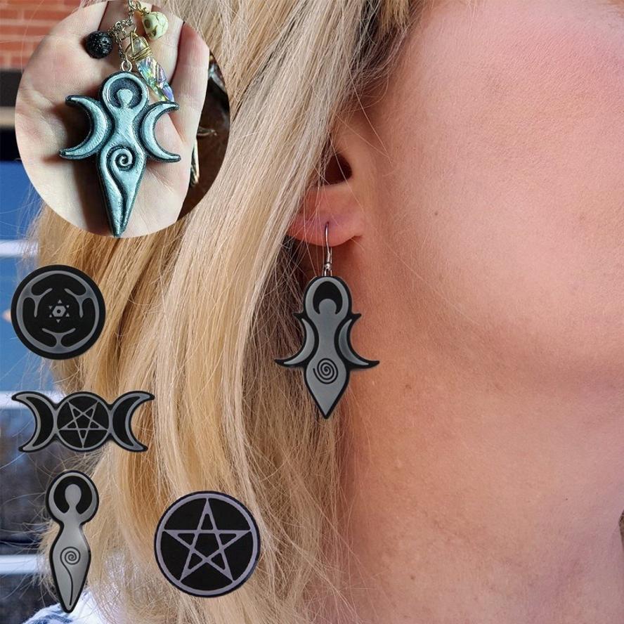 1 Set Goddess Necklace Pendant Resin Mold Epoxy Mirror Mold DIY 8 In 1 Silicone Mold Totem Pendant Mold