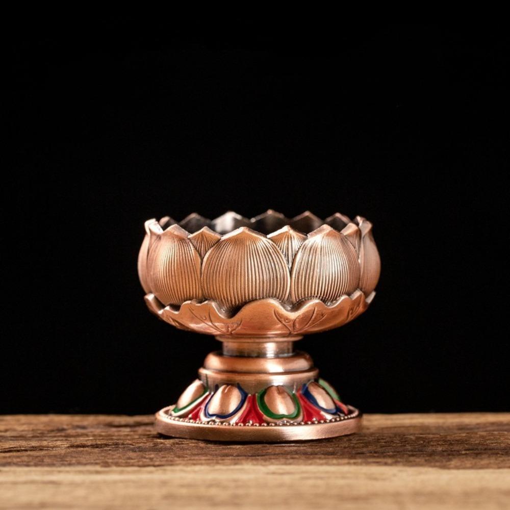 Feng Shui Accessories Embossed Metal Lotus Candlestick Mini Exquisite Candle Base Handicraft Candle Holder Home