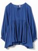 B:MING LIFE STORE by BEAMS Women's 2-Way Gathered Blouse (Sizes S-M) in Blue, Size S
