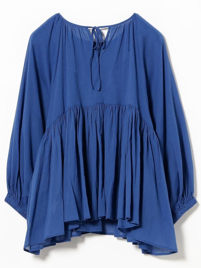 B:MING LIFE STORE by BEAMS Women's 2-Way Gathered Blouse (Sizes S-M) in Blue, Size S