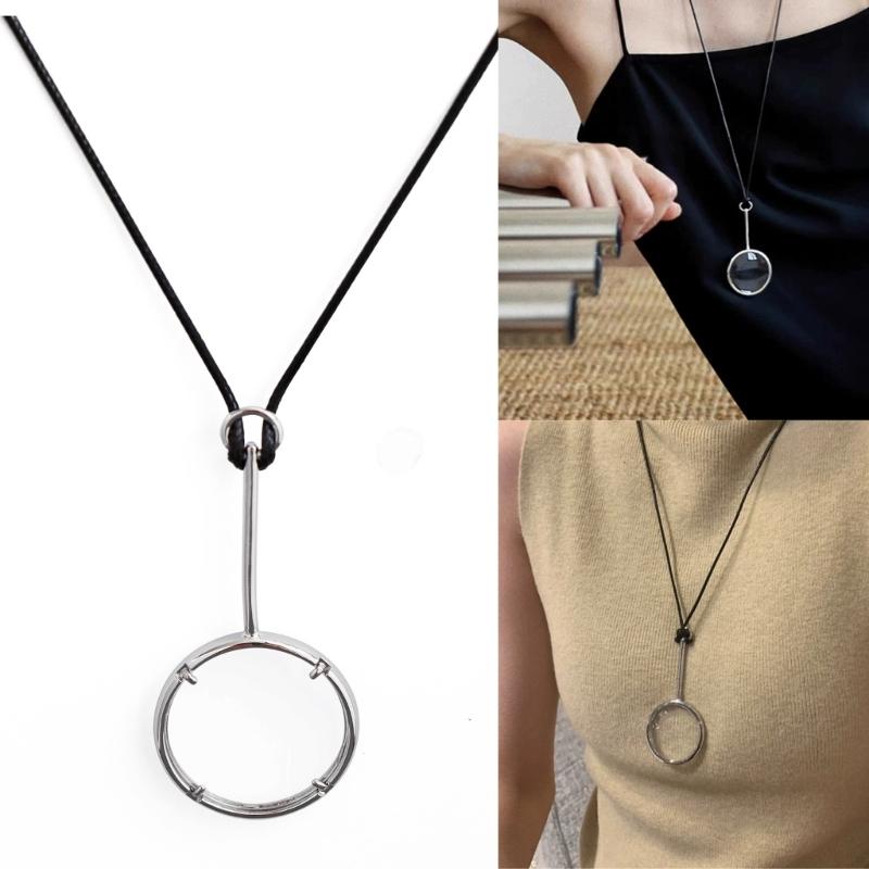 Fashion Magnifying Glass Necklace Alloy Glass Adjustable Chain Necklace Multifunctional Unique Accessory for Daily Wear