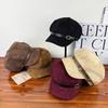 New retro suede octagonal hat children's autumn and winter face small versatile thermal beret metal leather buckle