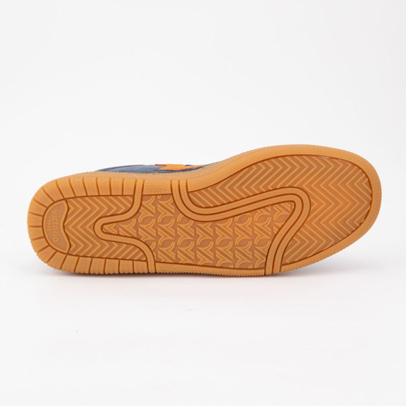 Retro Navy Sneakers with Khaki Laces Navy Suede Men VICTORIA