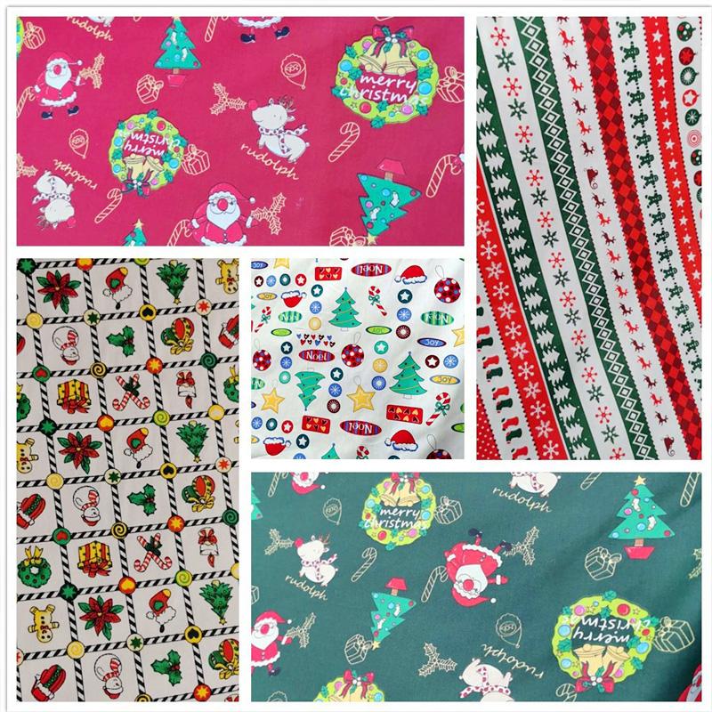 5pcs/Lot Sewing Quilting Fabrics 25x25cm Cotton Fabric Handmade Material Printed Cloth DIY Christmas Series Patchwork