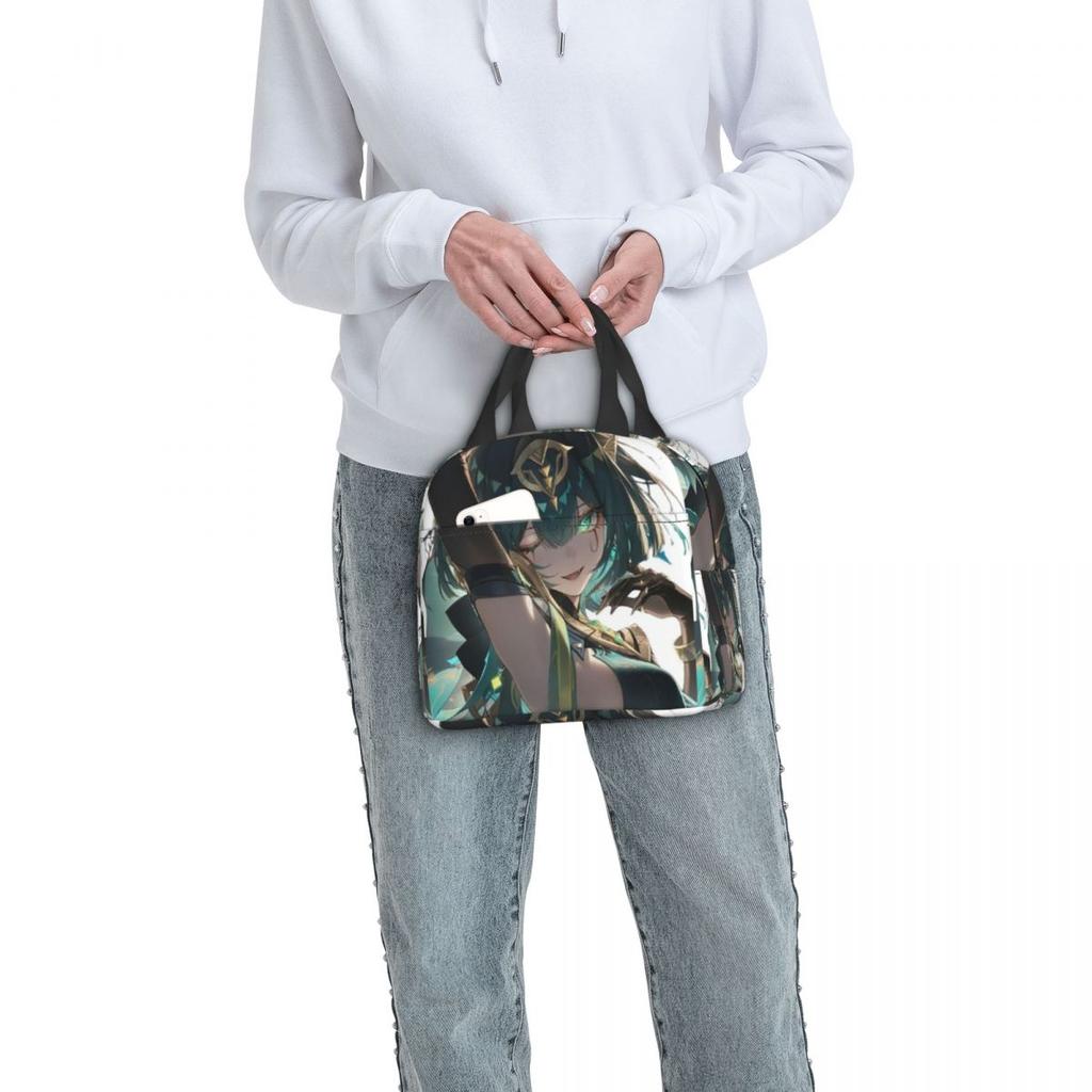 Genshin Impact Nefer Armpit Leak Insulated Lunch Bag for Women Children Portable Food Boxes Thermal Lunch Box Tote
