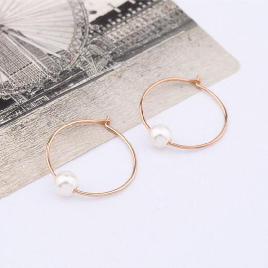 Fashion Women Faux Pearl Charm Huggie Hoop Earrings Party Jewelry Birthday Gift