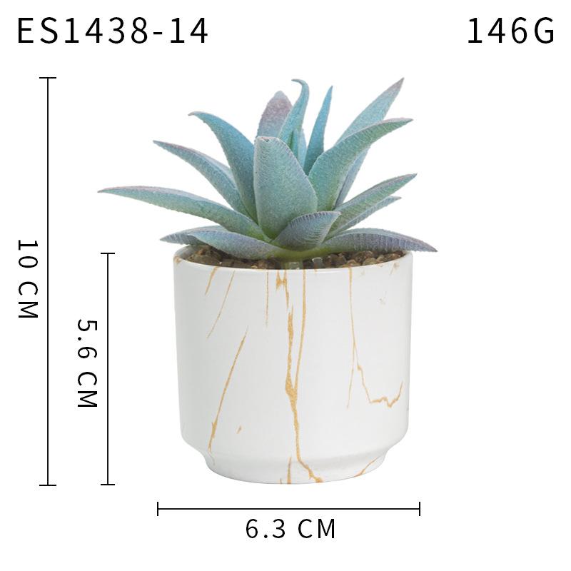Gold Pattern White Background Ceramic Cup, Simulated Succulent Plant Potted Plant, Mini Potted Plant Office Home Supermarket Decorative Ornament