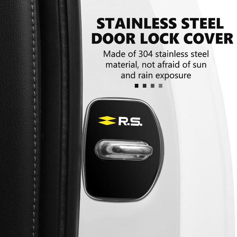 Stainless Steel Car Door Lock Buckle Trim Anti-Collision Protective For Renault Symbol Clio 3 4 Sparco Dacia RS Megan Scenic SS6