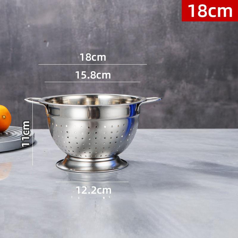 18/30cm Kitchen Washing Strainer Bowl Multipurpose Drain Basket Stainless Steel Handle Fruit Strainer Salad Vegetables Colander