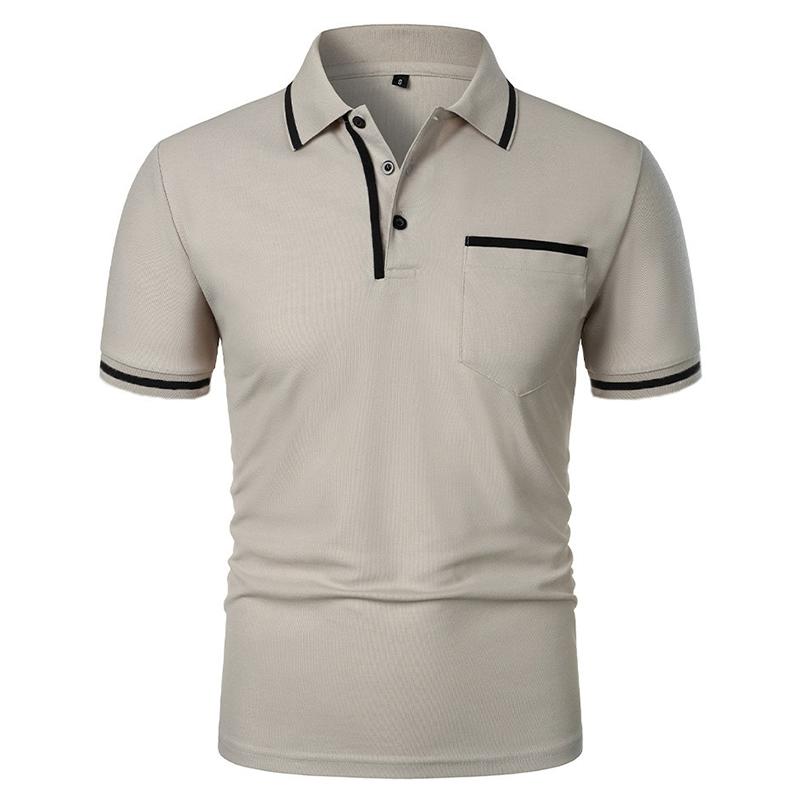 Summer Men's Short Sleeve Polo Shirts Solid Color Casual Tshirt Trendy Breathable Loose Basic Splice Top Pockets Men Shirts
