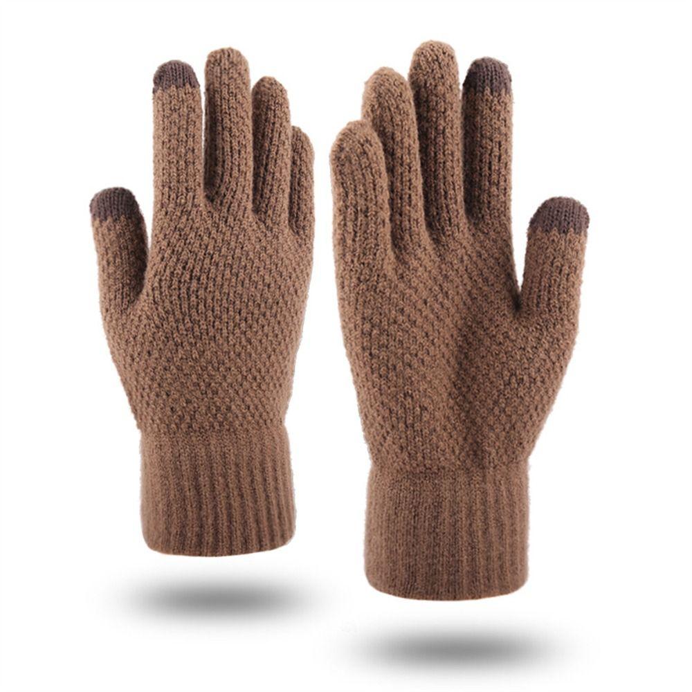 Wool Warm Gloves Windproof Cold Proof Mittens Leisure Men Knitted Gloves  for Outdoor Travel