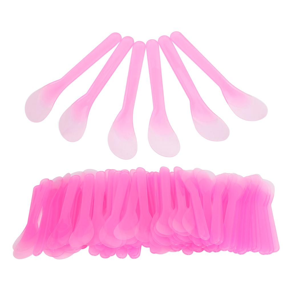 100pcs Cosmetic Apply Spatula Disposable Makeup Face Mud Mask Mixing Spoon Pink Translucency