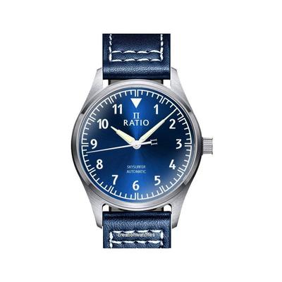 Skysurfer Pilot Blue Sunray Zifferblatt Leder Automatik RTS302 200M Herrenuhr
