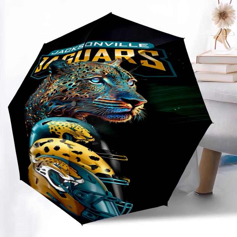 Printed Jacksonville Jaguars logo Folding Umbrella,Outdoor,Leisure,And Travel Umbrella,Durable Umbrella Fabric,Birthday And Holiday Gift