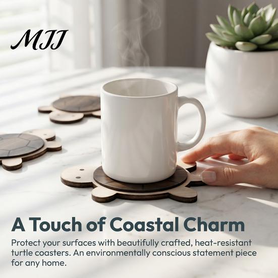 Wooden Mats for Hot Drinks Turtle/Butterfly Coasters Coffee Mugs And Tea Cups, Heat Resistant Rustic Kitchen Table Decor Mats, Insulation Pad