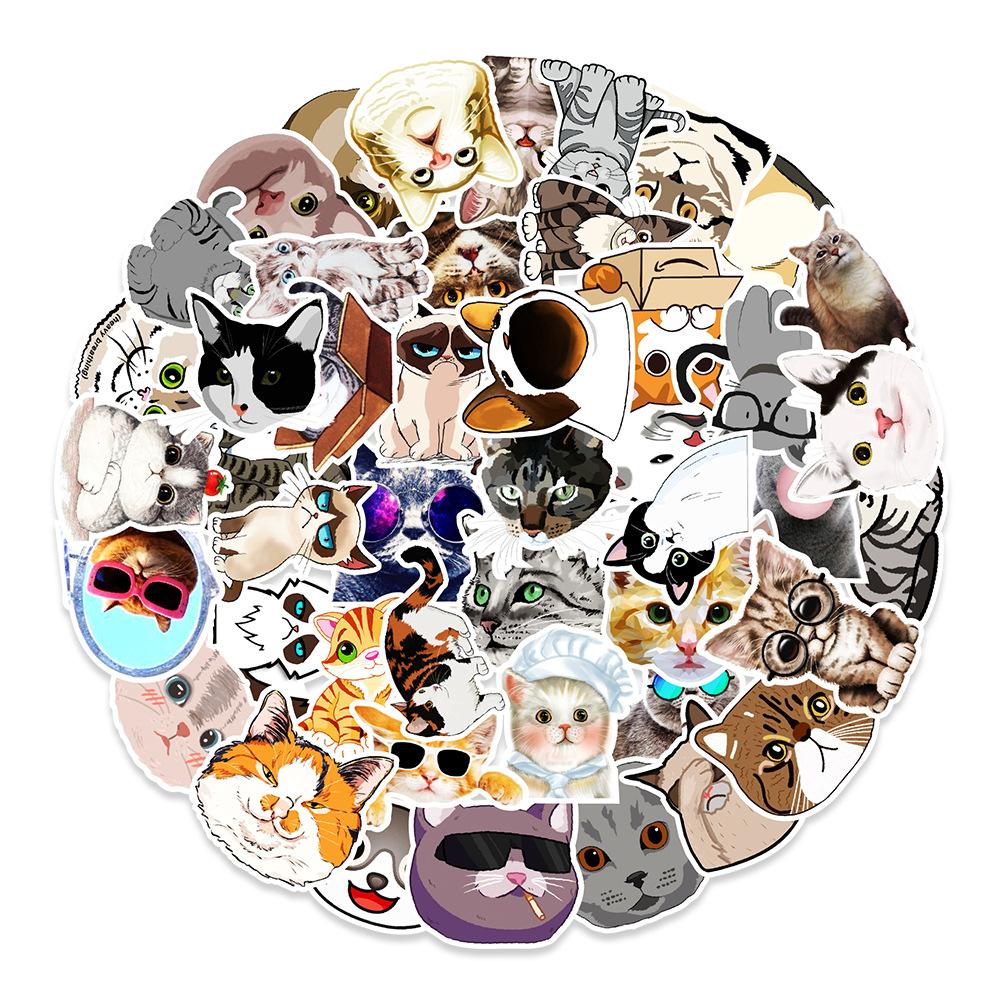 50 Cute Kitten Expressions Graffiti Stickers Suitcase Refrigerator Car Decoration Stickers
