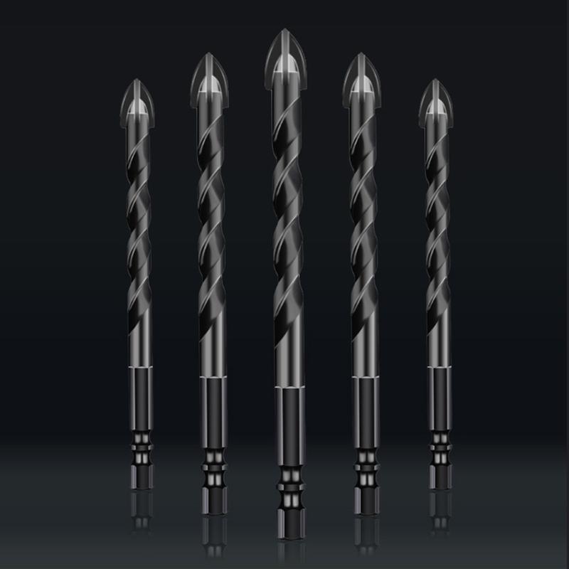 Crucifix Hex Tile Bit Set 5/6/8/10/12mm Installed In the Hand Drill Electric Drill for Home Maintenance Wear Resistant