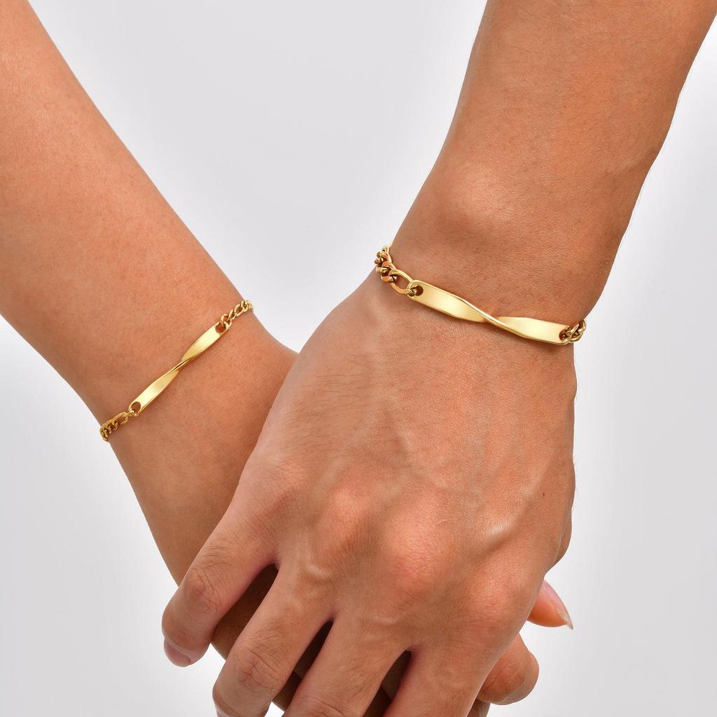 Stainless Steel Möbius Chain Bracelet in Gold - Everyday Wear Design (BR-2558)