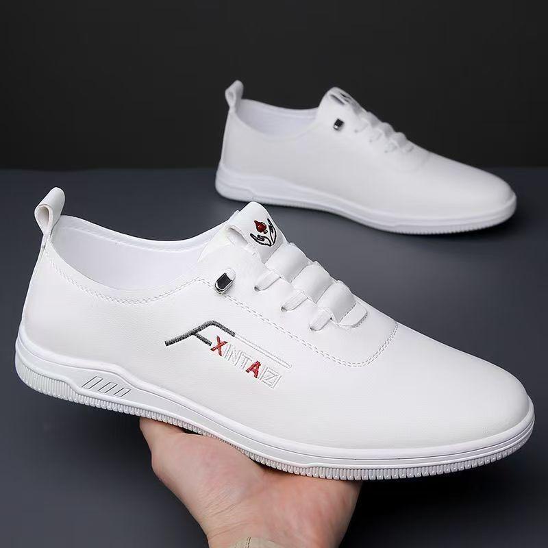 

Мужские кожаные туфли с низким верхом, мягкой подошвой, дышащие, плоские, модные, универсальные, со шнуровкой, трендовые, мягкие, удобные, повседневные туфли 39 белый