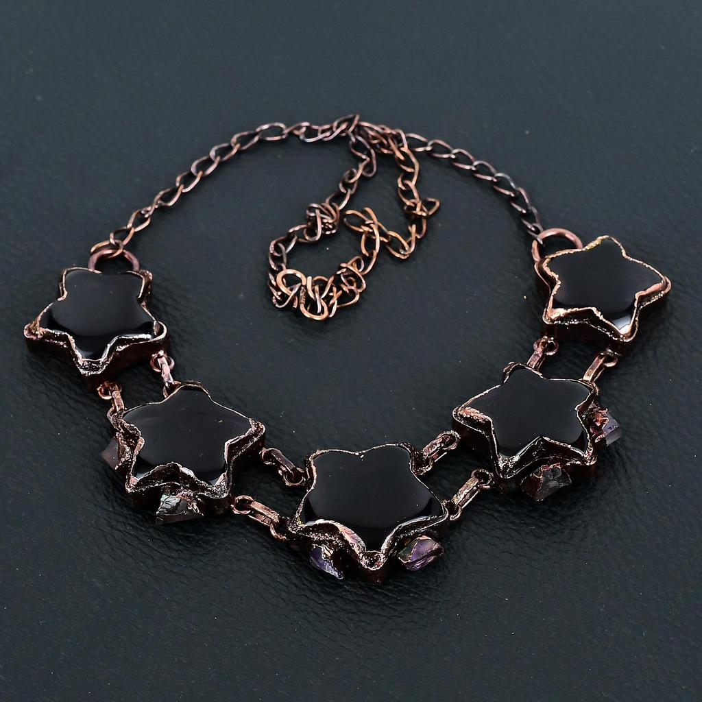 Amethyst Halskette Schmuck, Handgefertigte Schöne Halskette Schmuck Kupfer Galvanisch geformt, Verstellbarer Edelstein Schmuck Für Sie