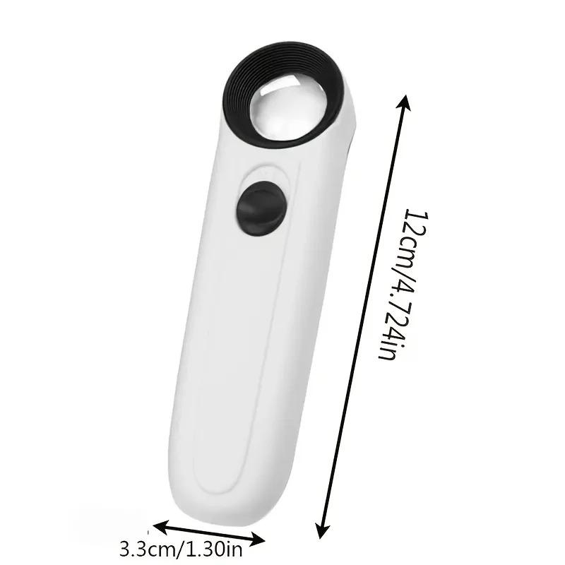 40X Handheld Magnifier With Two LED Lights For Jewelry Identification Diamond Jade HD Magnifying Glass