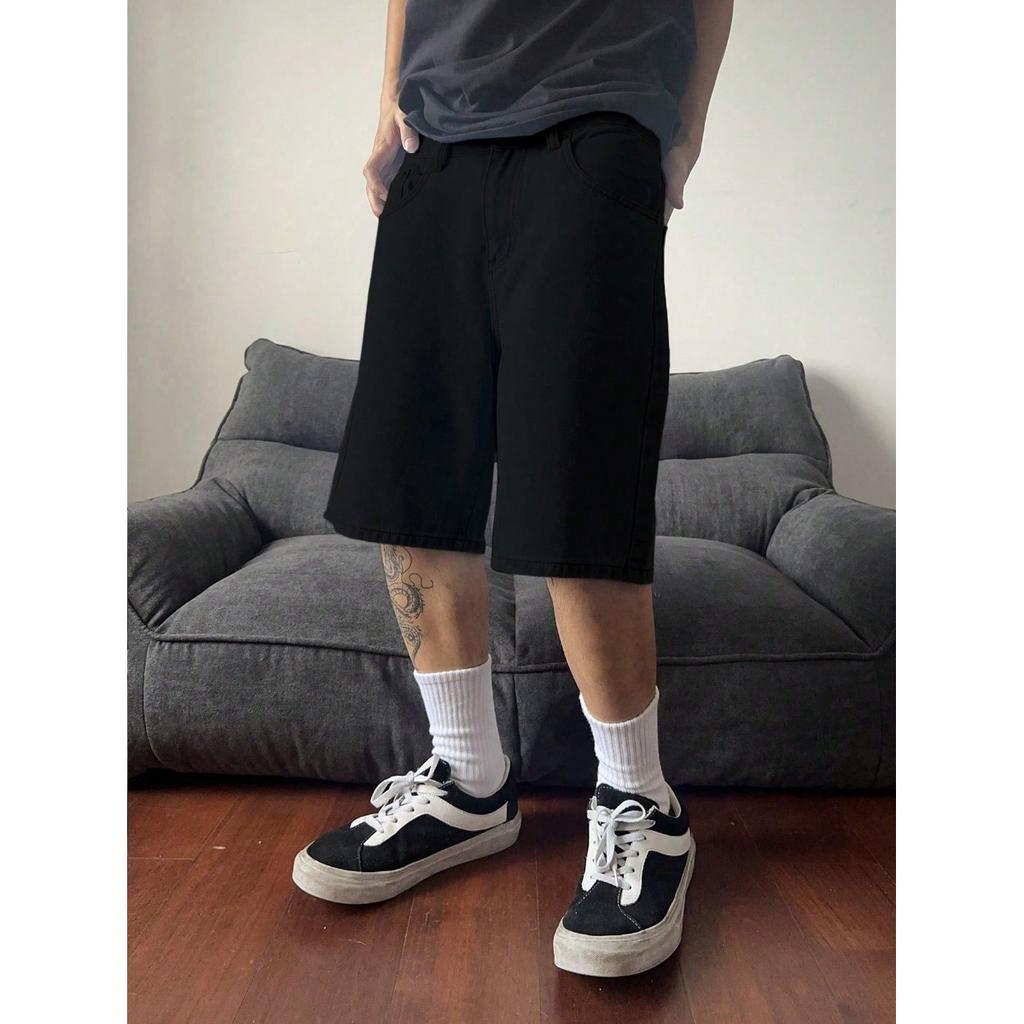 Summer Trend Niche Retro Denim Shorts Men's Loose Casual Trendy Brand Five Quarter Pants